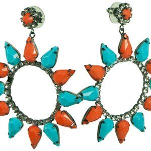 KENNETH JAY LANE, LARGE CIRCLE DROP EARRING-CORAL/